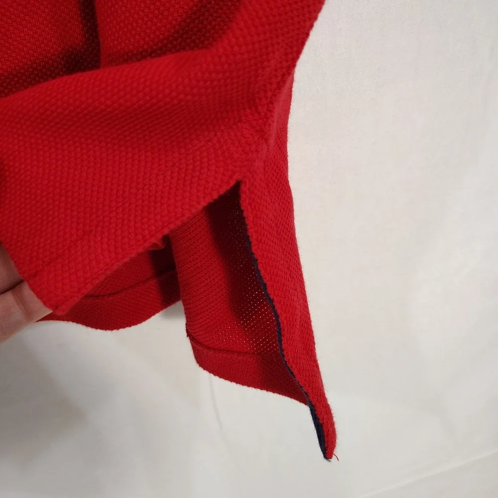 (RARE) Vintage 90's Streetwear Polo Ralph Lauren Waffle Knit Rugby Polo Red‎ M
